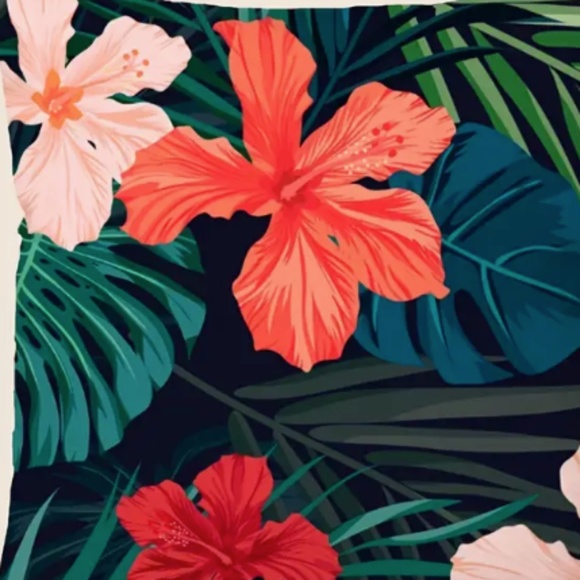 NEW FLORAL JUNGLE TROPICAL COLORFUL POLYESTER DECORATIVE PILLOW COVER 18" X 18" - Picture 3 of 3